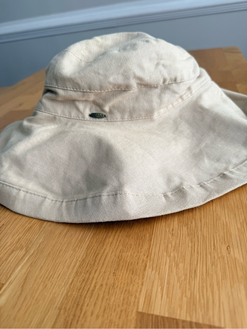 Scala Collezione Off White Canvas Bucket Beach Sun Hat Adjustable Floppy Cotton